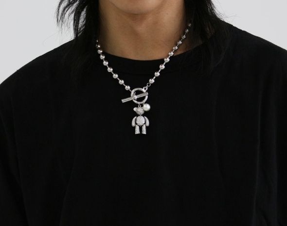 ネックレス・チョーカー BLACKPURPLE happy bear mini ball necklace 4BKS112 BLACKPURPLE】happy bear mini ball necklace (BLACKPURPLE