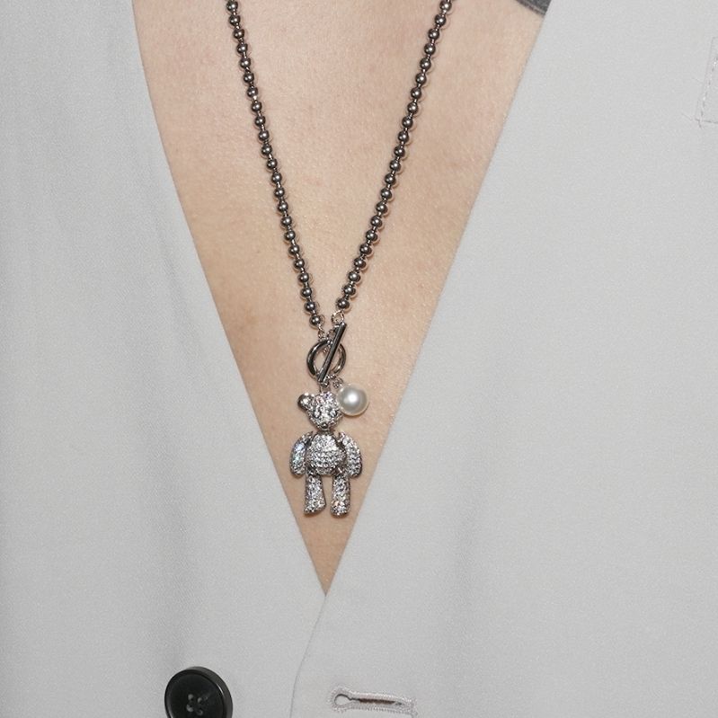 BLACKPURPLE】happy bear mini ball necklace (BLACKPURPLE