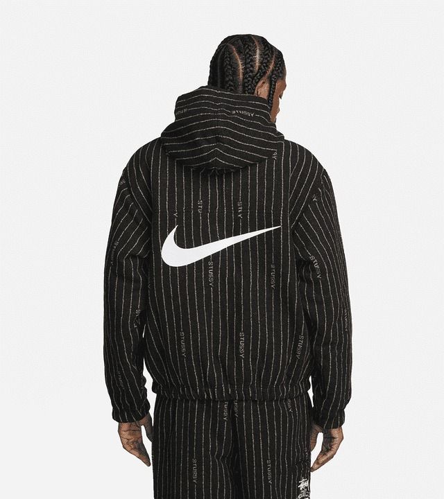 STUSSY & NIKE STRIPE WOOL JACKET BLACK L