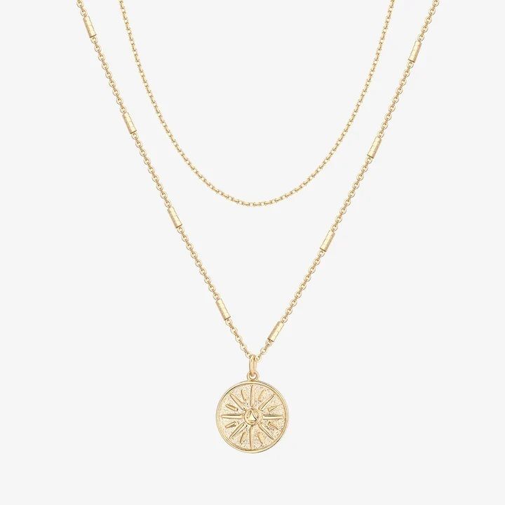 日本未発売【PAVOI】Layered Coin Pendantネックレス Coin Pendant Necklace | Layering Necklaces | 14K Gold Plated