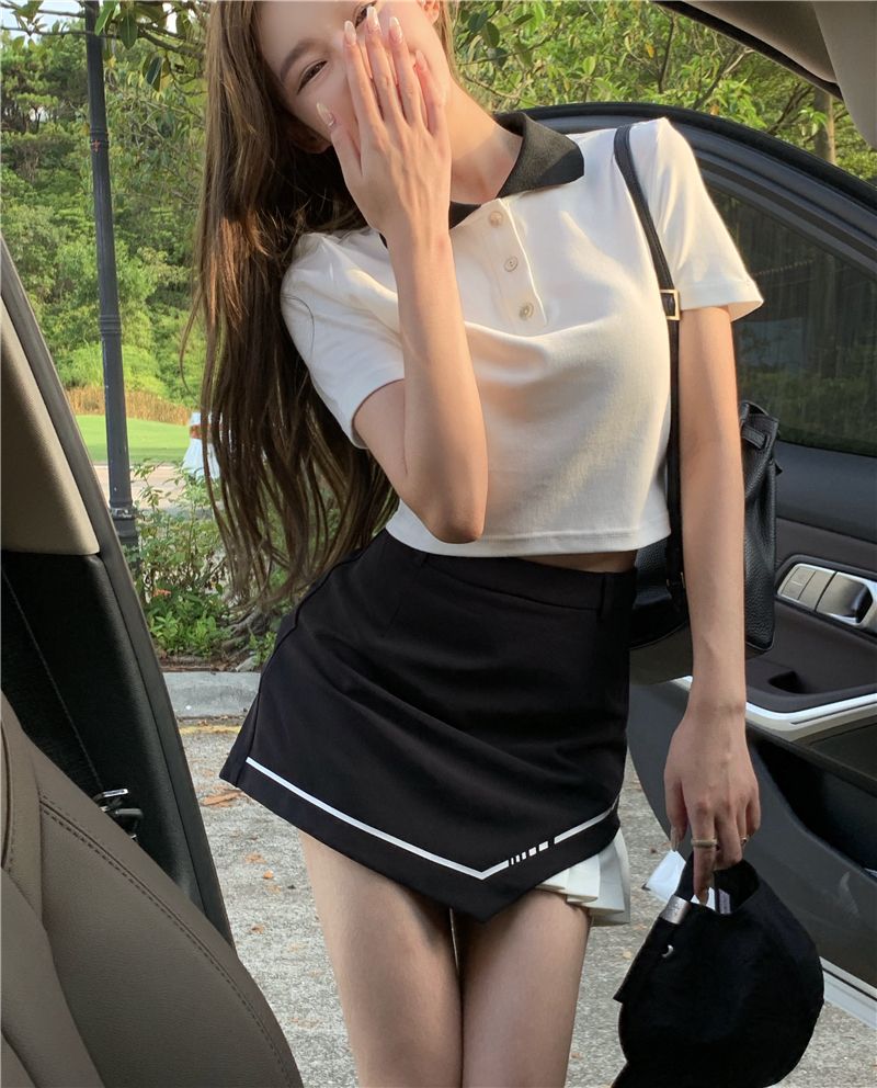 韓国 ゴルフウェア セットアップ ポロシャツ ミニスカート