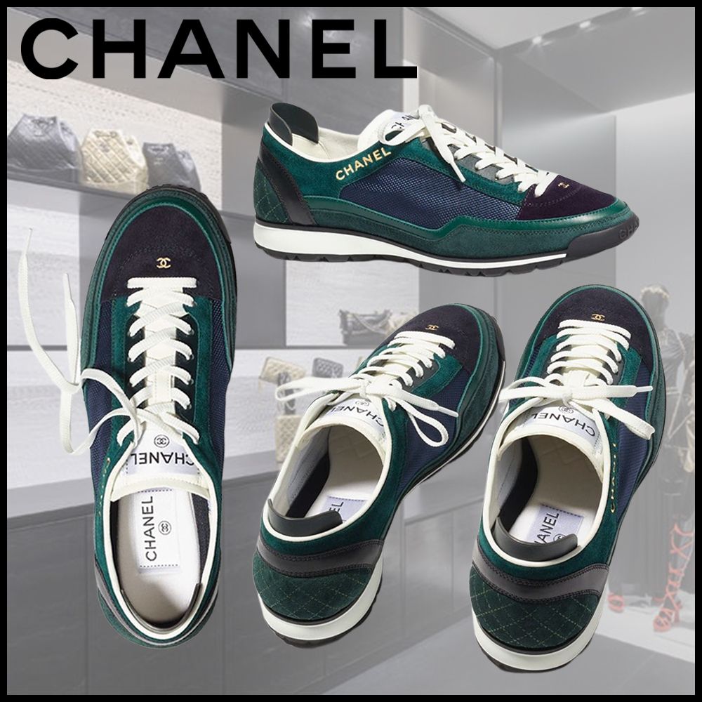 CHANEL】CCロゴ ファブリック スウェード カーフ スニーカー (CHANEL