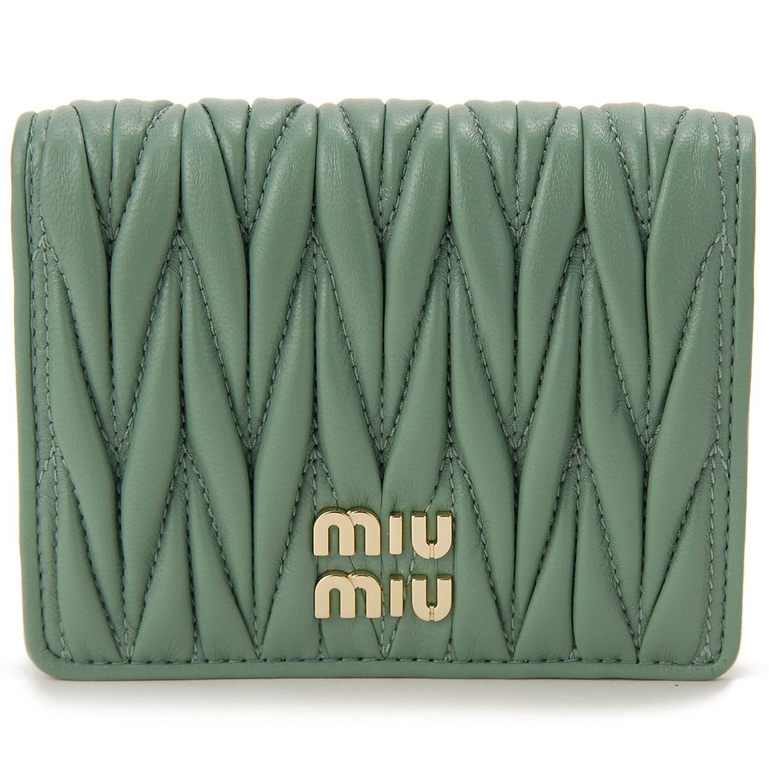 miumiu マトラッセ　三つ折り財布　ブラック　パールクリスタル　ビジュー