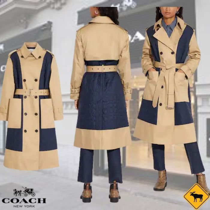 ☆COACH☆素敵なシグネチャー柄キルト地☆トレンチコート☆ (Coach