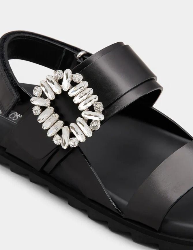 Roger Vivier] Slidy Viv' Strass バックル ミュール レザー