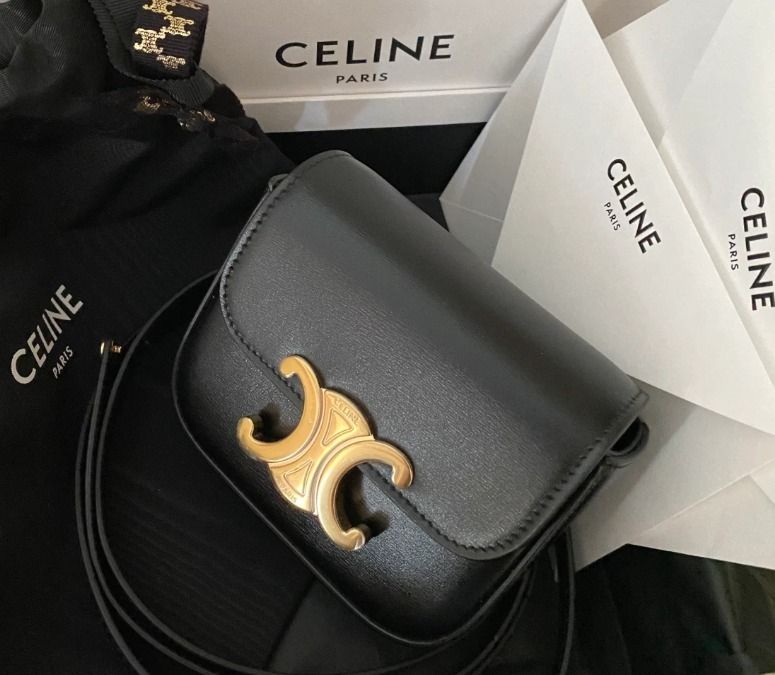 【CELINE】MINI TRIOMPHE SHINY CALFSKIN ショルダーバッグ CELINE Triomphe Shiny Calfskin Shoulder Bag Crossbody Bag