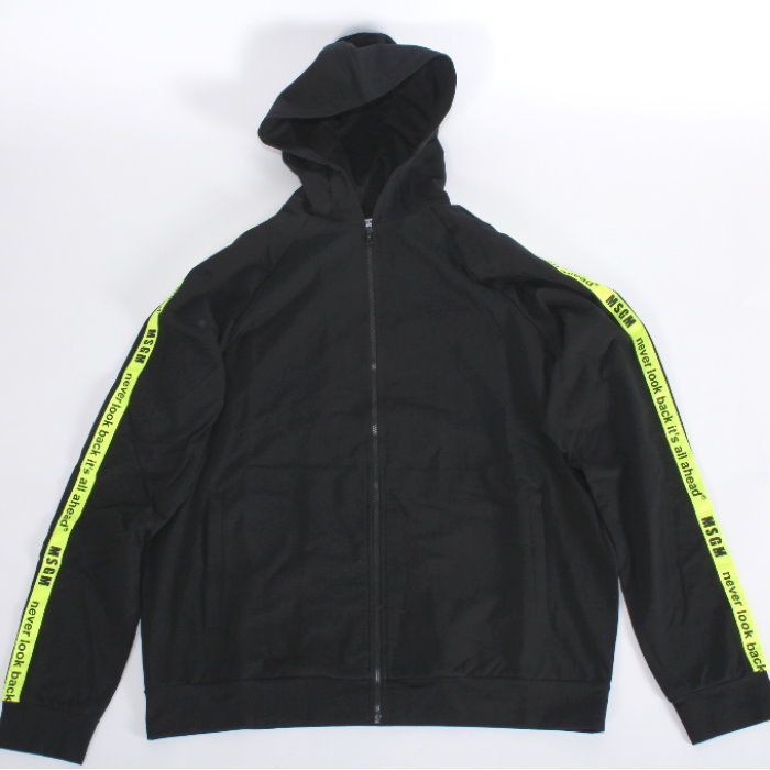MSGM 】 袖テープロゴ ジップアップ パーカー ZIP UP HOODIE