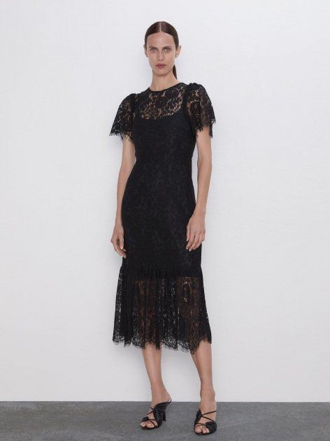 新作ZARA ザラレースワンピースパーティー結婚式謝恩会二次会 (ZARA