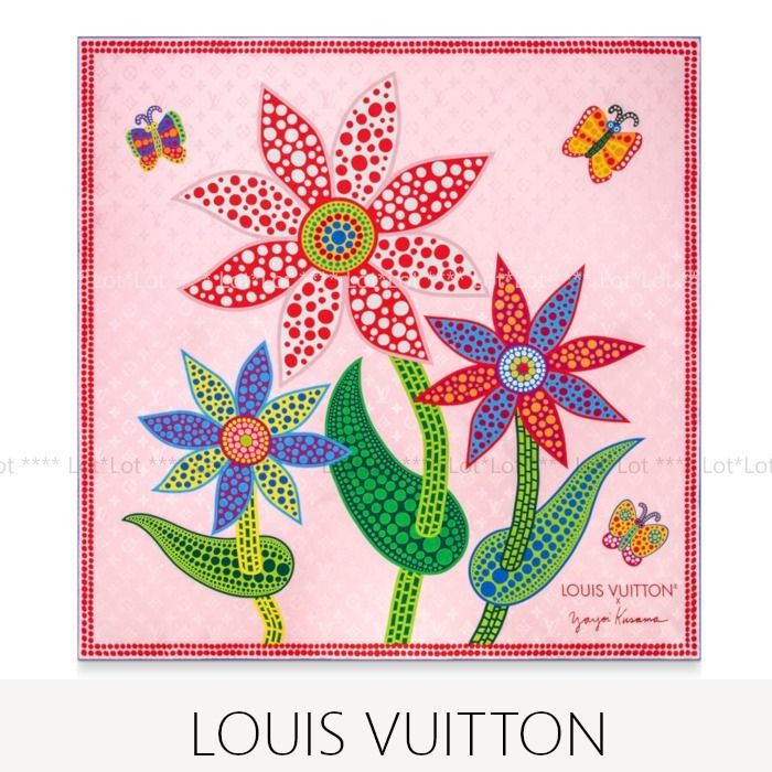 限定》LOUIS VUITTON × 草間彌生/カレ90 フラワー スカーフ (Louis