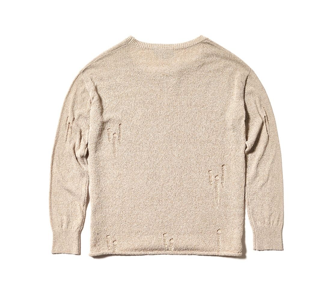 ★人気★【WOOALONG】★Mesh curved neck knit long sleev.e★ ☆人気☆【WOOALONG】☆Mesh curved neck knit long sleev.e