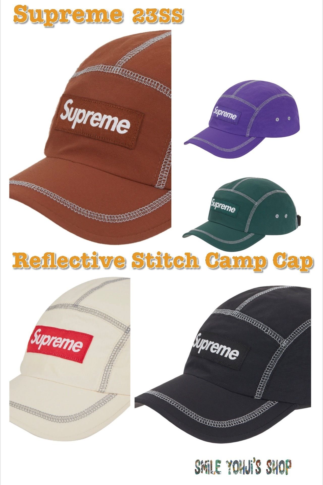 ☆2023SS WEEK5☆Supreme Reflective Stitch Camp Cap (Supreme