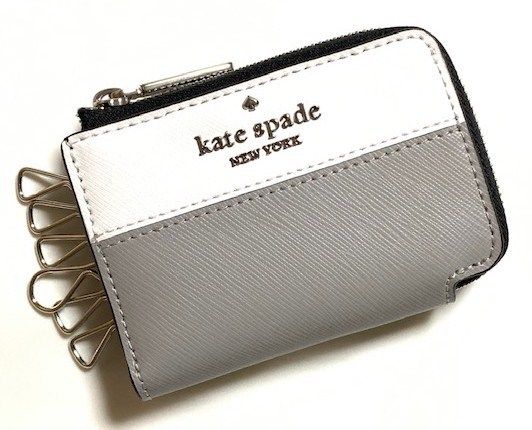 安心国内 即発 kate spade staci ジップ 6連 キーケース WH/GY (kate