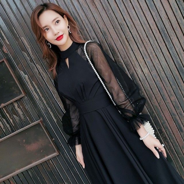 PREFERIR ドレス ハイウエスト シアーレース 結婚式 パーティー