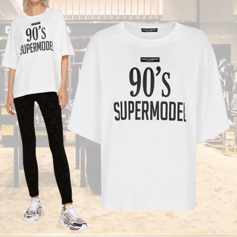 【DOLCE&GABBANA】シェルプリント入り ジャージー Tシャツ 半袖 DOLCE＆GABBANA】90スーパーモデル プリントジャージーTシャツ