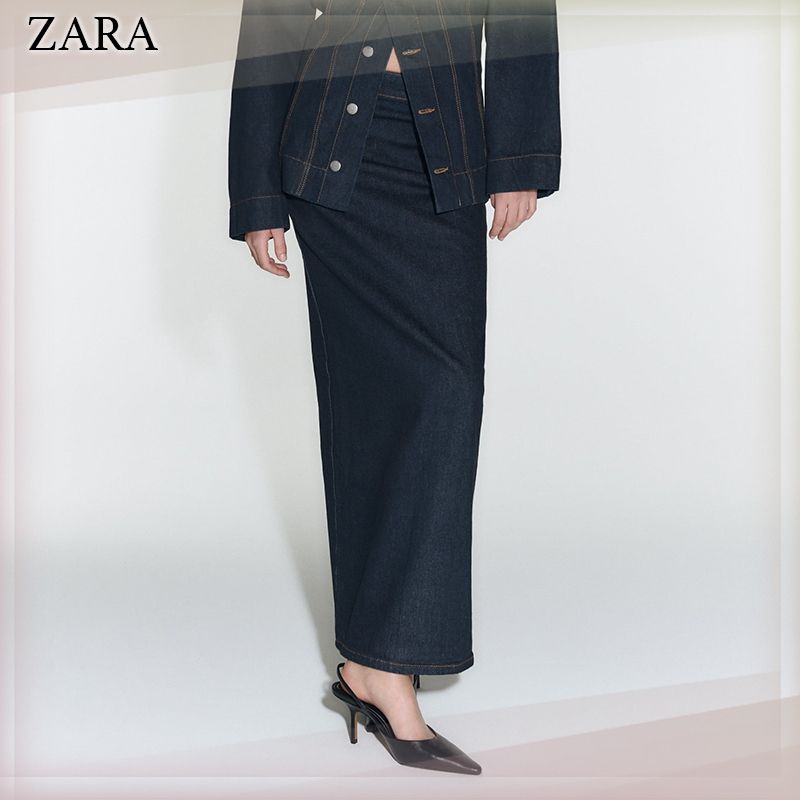 ZARA(ザラ) ZWデニムスカート スリット S - ロングスカート