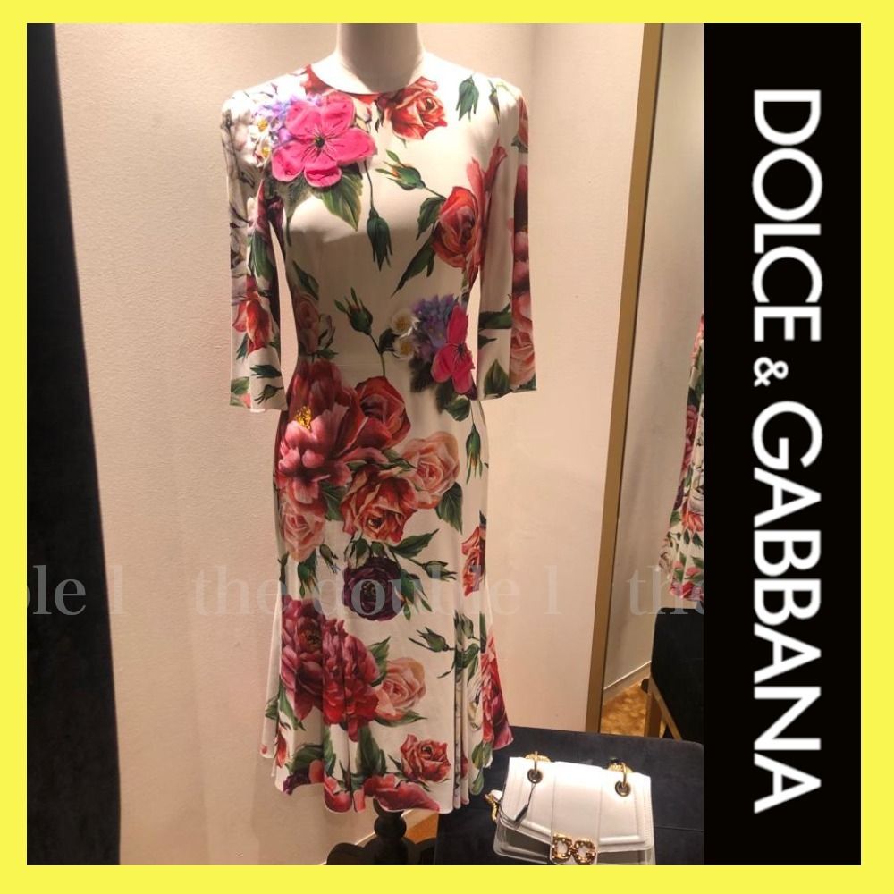 ドルチェ＆ガッバーナ DOLCE&GABBANA フラワーフレアワンピース36