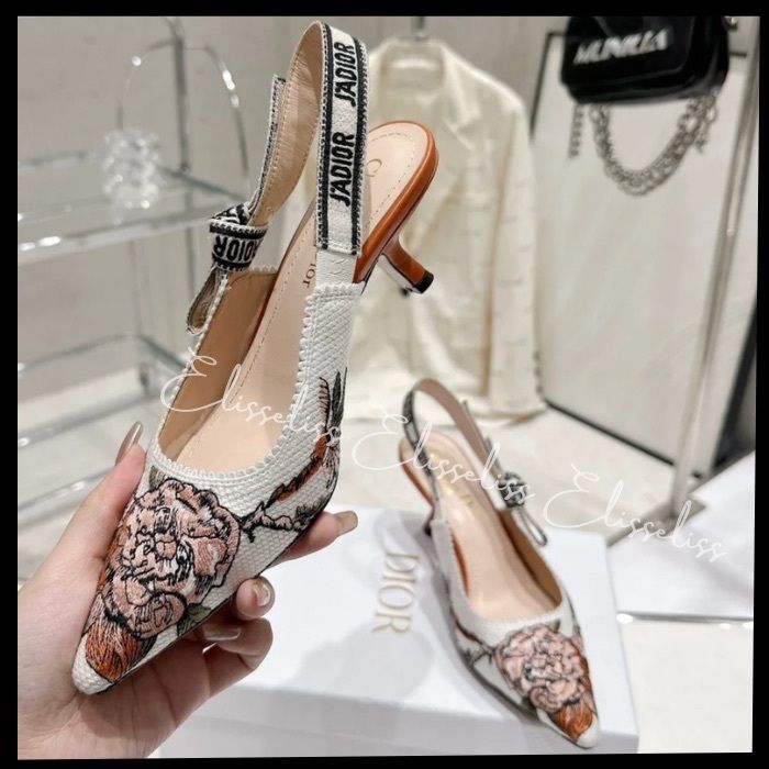 DIOR | J'Adior スリングバックパンプス メッシュ & プリュムティ