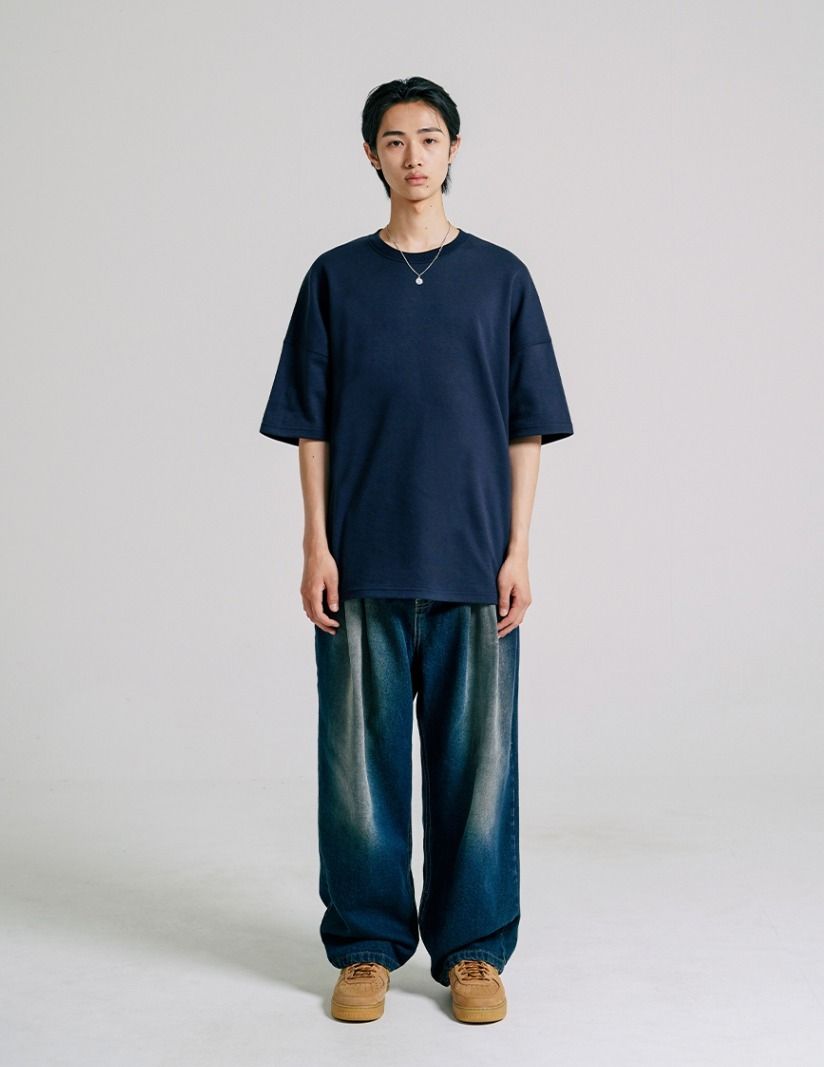 【JEMUT】Western Two-Tuck Washing Wide Denim Pants SOLP2482 JEMUT]☆WESTERN TWO TUCK WASHING WIDE DENIM PANTS (Jemut
