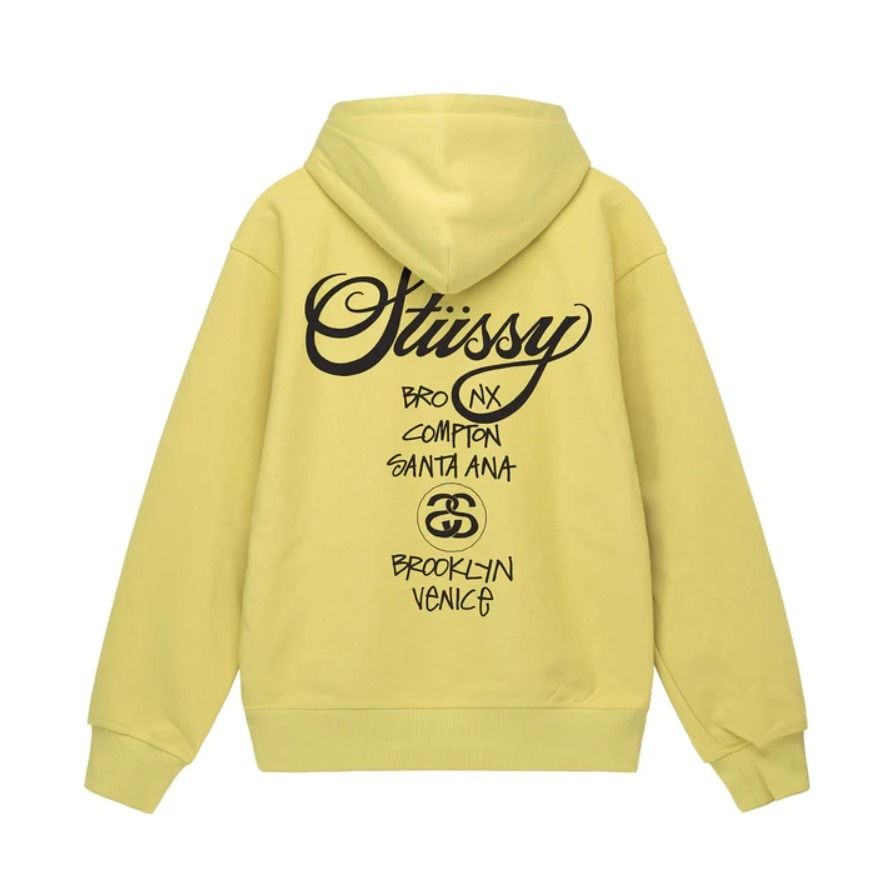 ☆韓国の人気☆【STUSSY】☆WORLD TOUR ZIP HOODI.E☆YELLOW