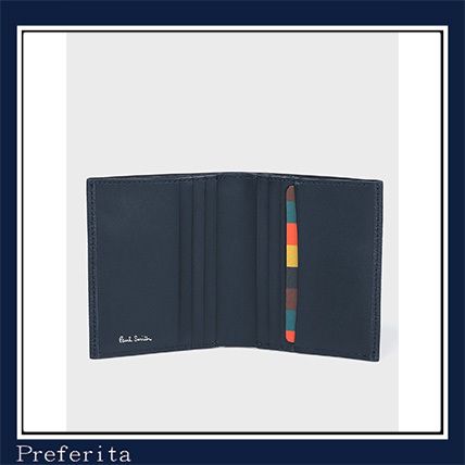 Paul Smith】2つ折り財布 レザーブライトストライプトリム (Paul