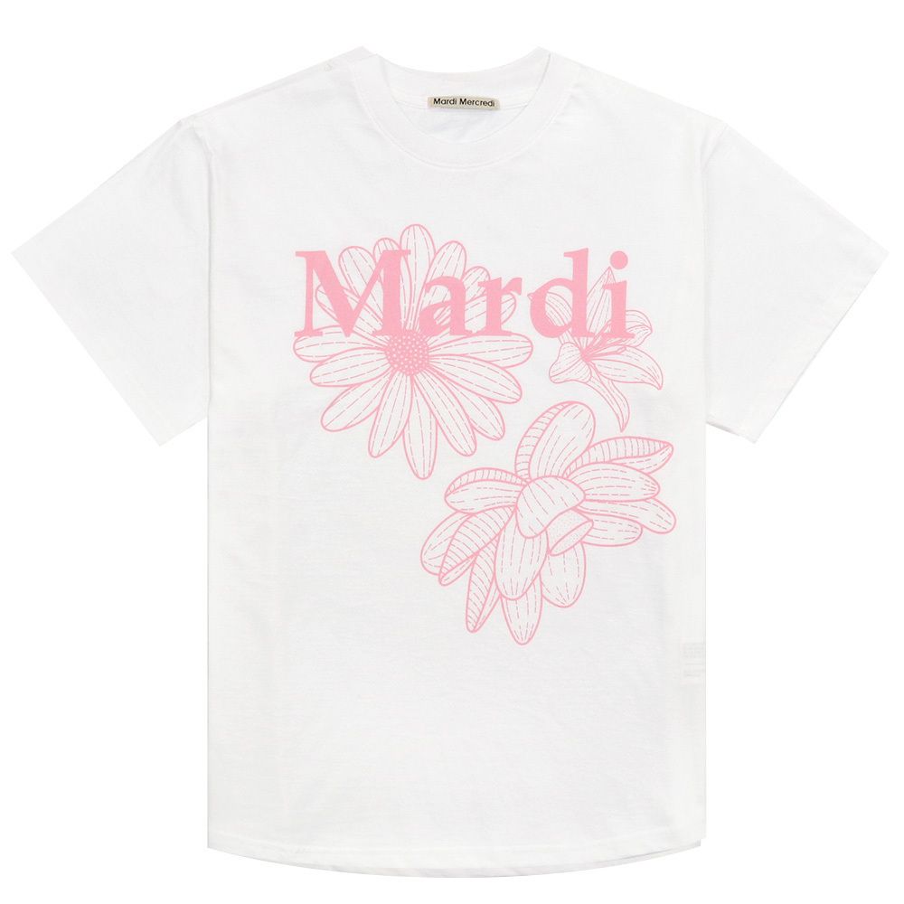 即発】マルディメクルディ TSHIRT FLOWERMARDI WHITE PINK