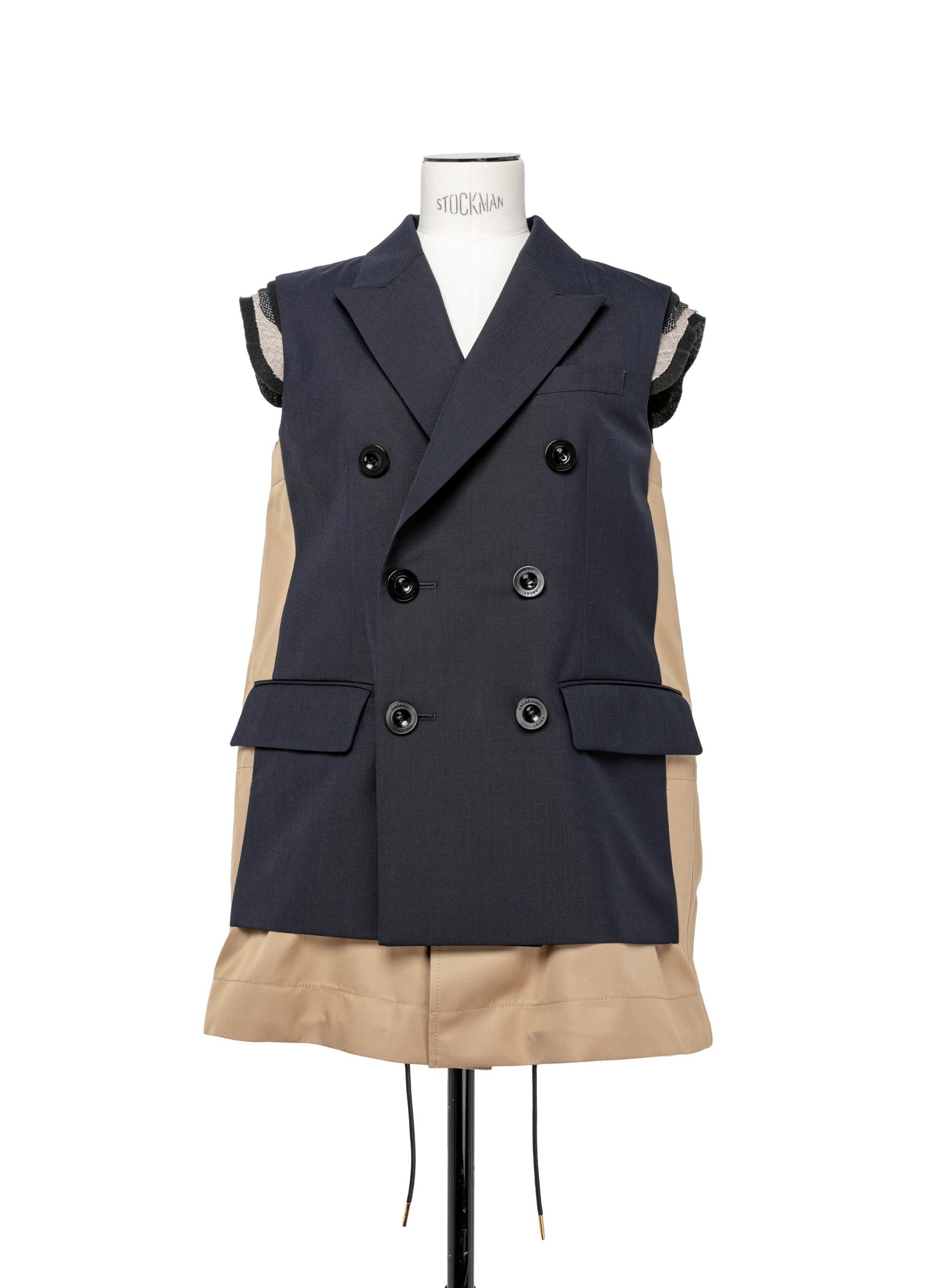 sacai】Suiting Mix Vest/ベスト/ネイビー/サイズ1 (sacai/ベスト