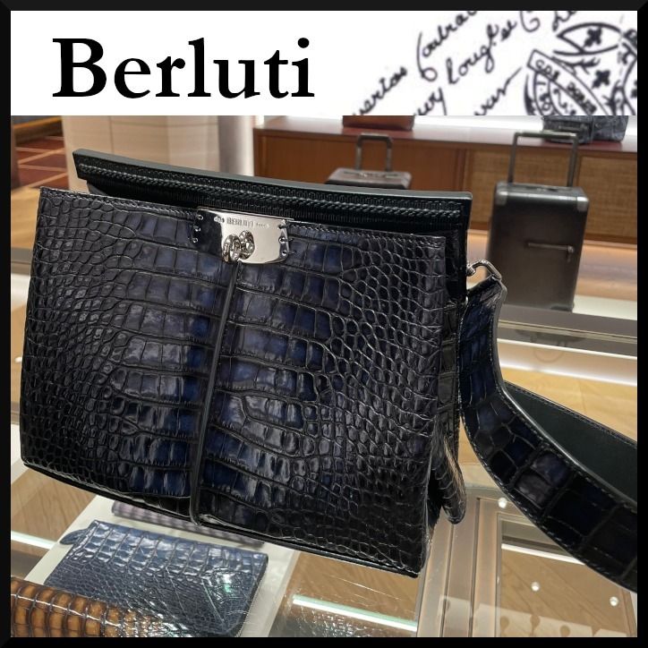 BERLUTI】ルッティ アリゲーターレザー メッセンジャーバッグ (Berluti