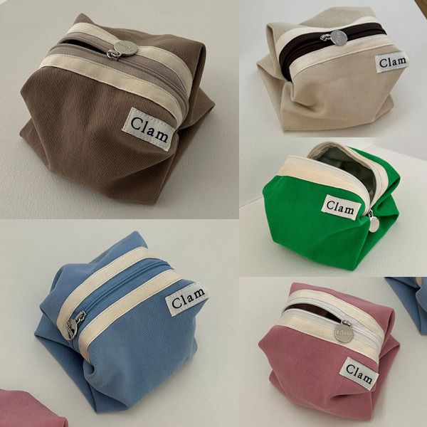 韓国人気【Clam】round pouch ポーチ メイクポーチ 5色/追跡付