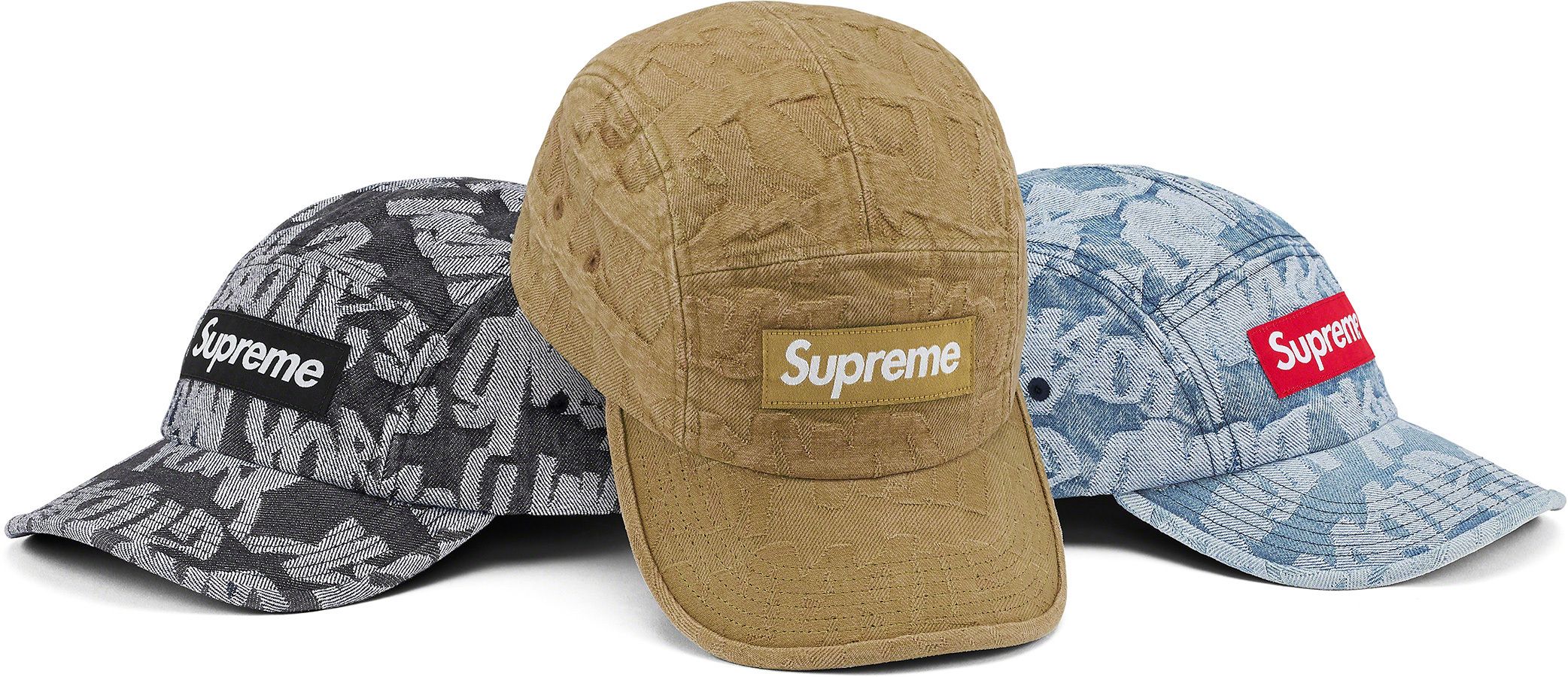 Supreme ボックスロゴ ジャカード デニム キャンプキャップ SS22