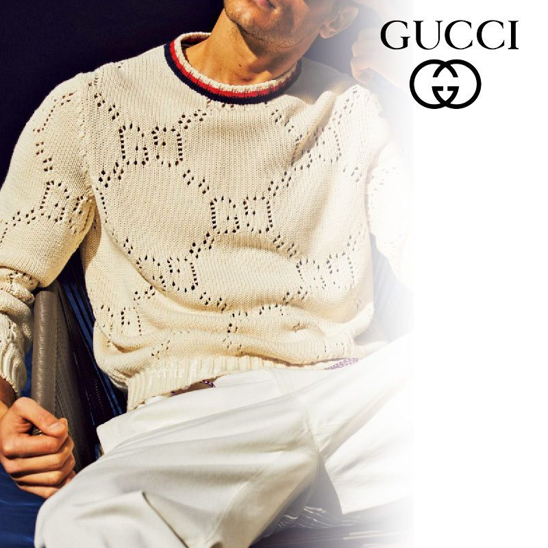 GUCCI 2023SS 雑誌掲載 クルーネックニット GGロゴ アイボリー (GUCCI