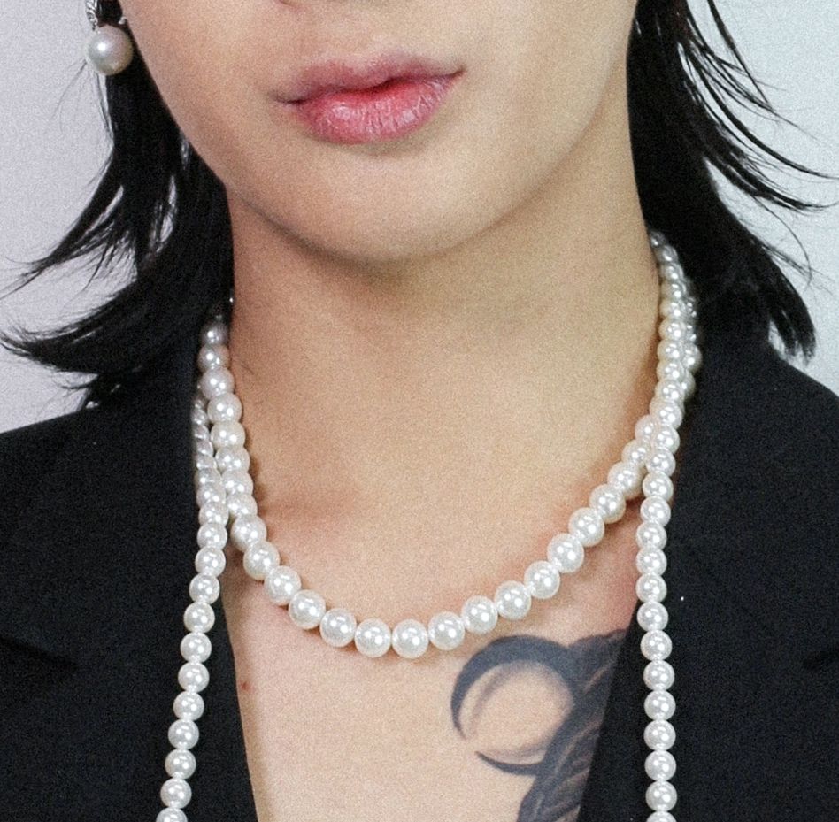 【BLACKPURPLE】23SS★ Marilyn Pearl Tie Layering Necklace BLACKPURPLE】23SS☆ Marilyn Pearl Tie Layering Necklace