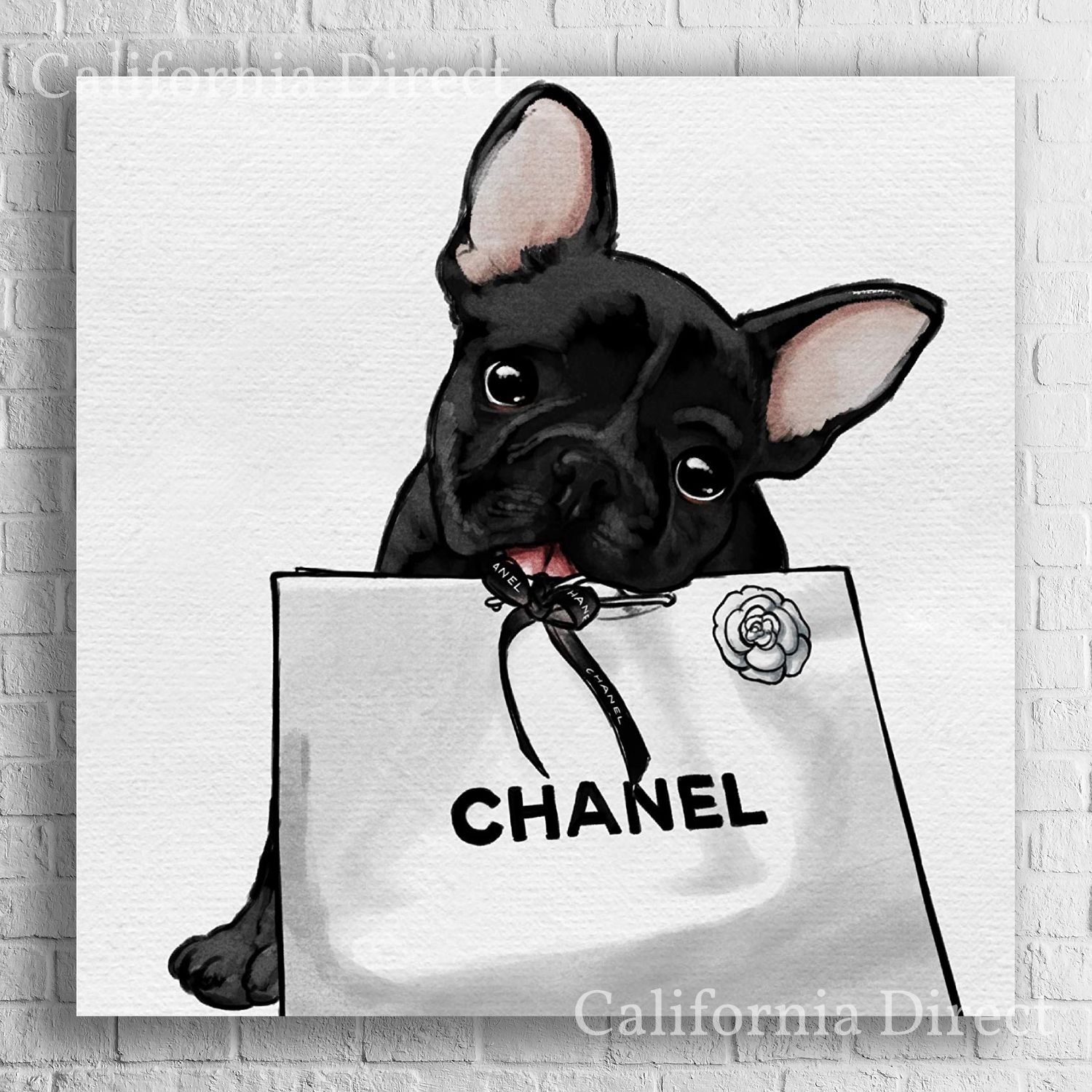 Oliver Gal 小さい 30x30cm キャンバス Frenchie Glam White Bag