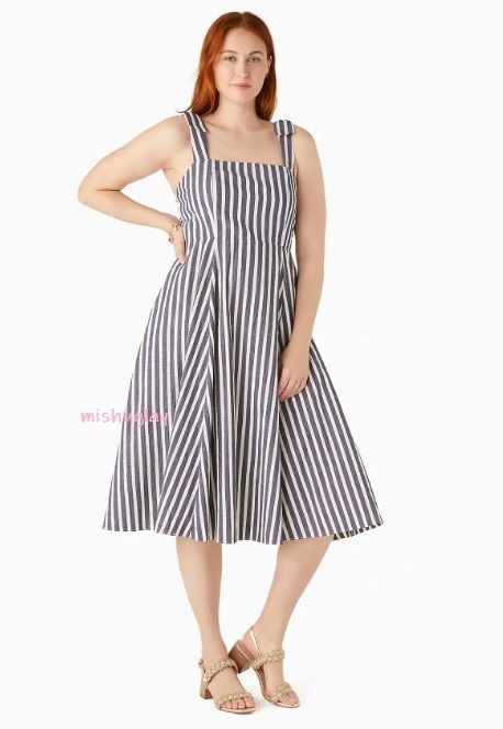 kate spade】爽やか♪ Basket Stripe Fit-and-flare Dress
