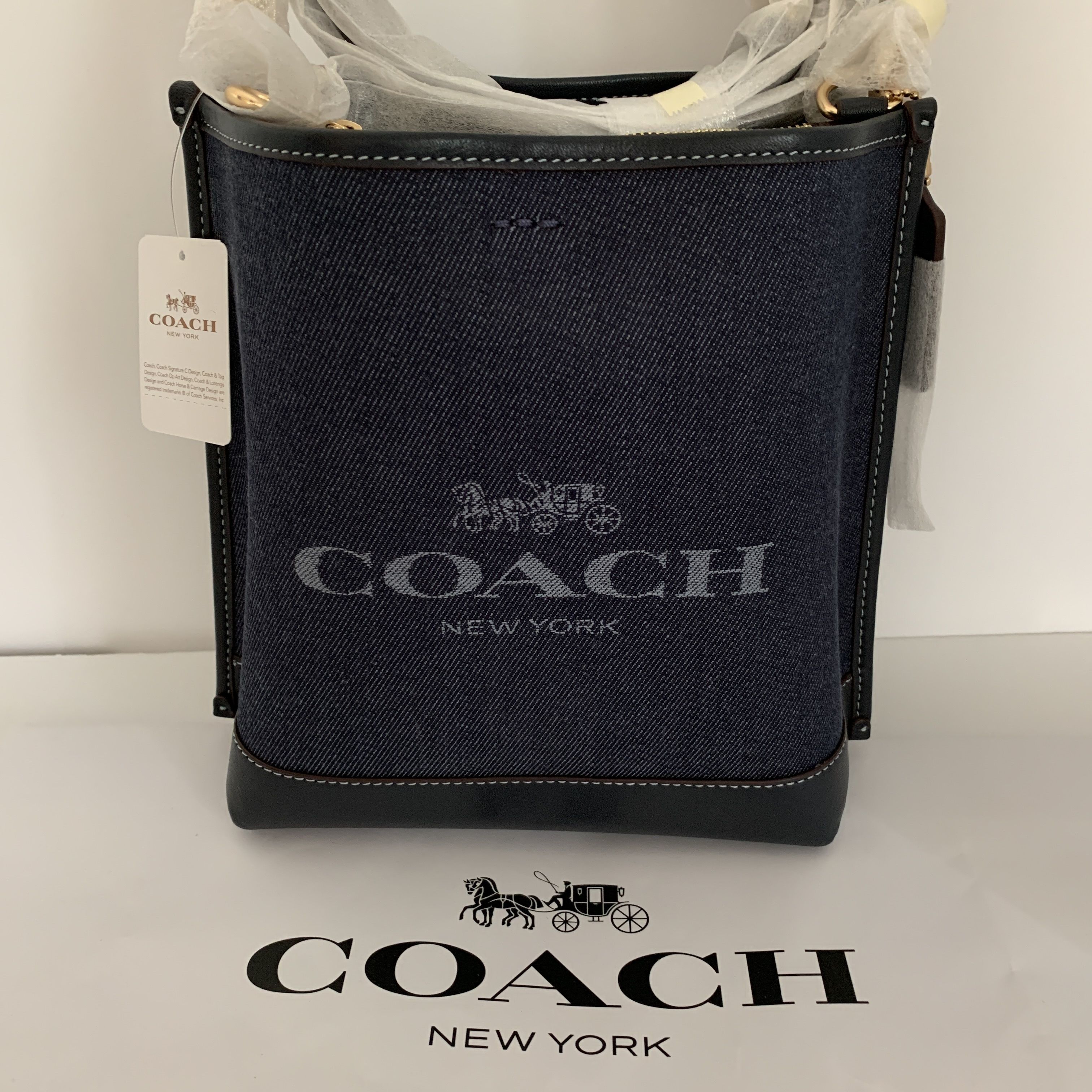 ☆コーチ/バケツ型が可愛い♪デニム×レザー3wayショルダー (Coach