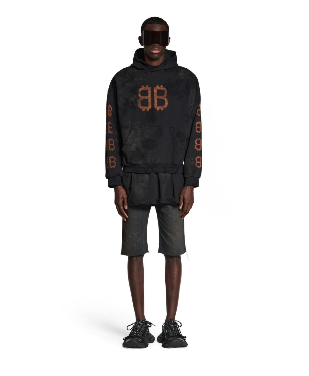 BALENCIAGA】CRYPTO HOODIE BB ミディアムフィット ブラック