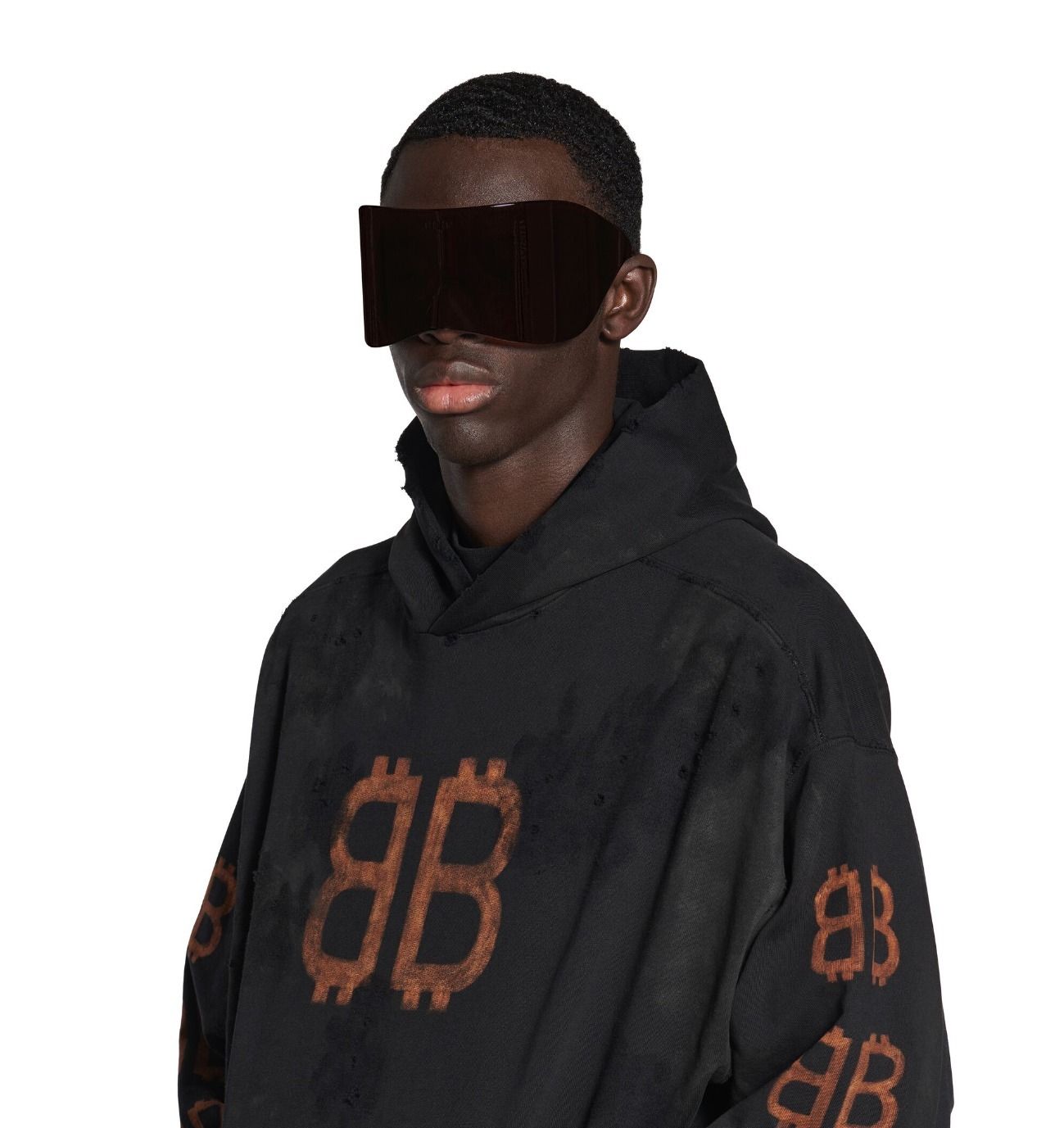 BALENCIAGA】CRYPTO HOODIE BB ミディアムフィット ブラック