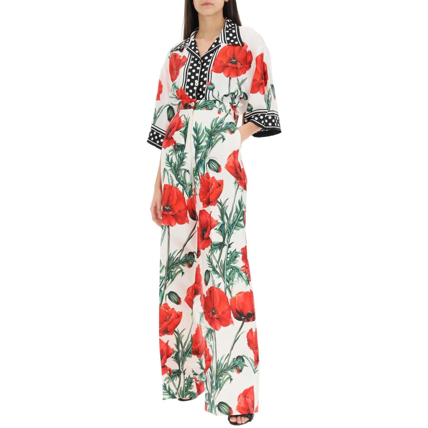 Dolce & Gabbana フラワー フレアパンツ ホワイト Dolce & Gabbana フラワー フレアパンツ ホワイト (Dolce