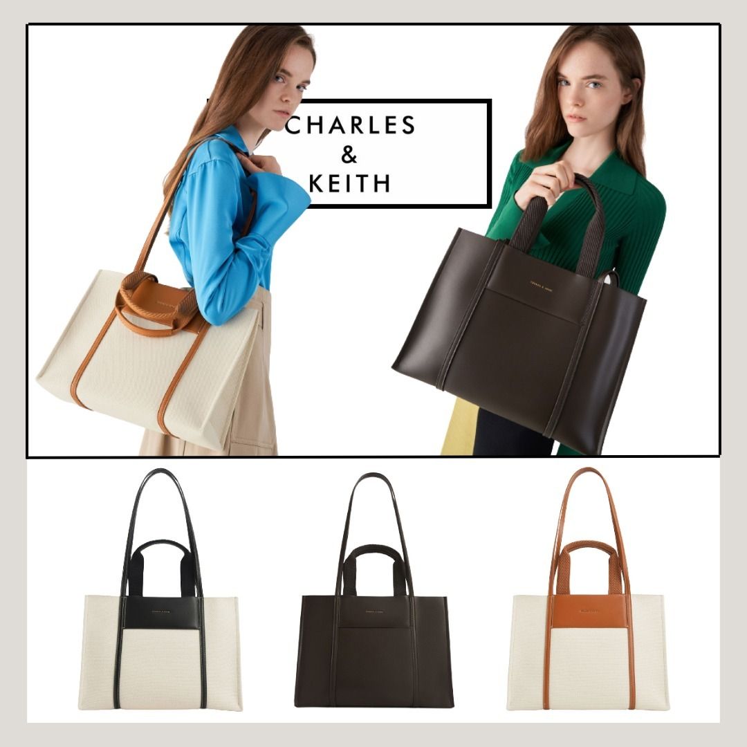 追跡有☆Charles＆Keith A4 大容量 Shalia ダブルハンドルトート