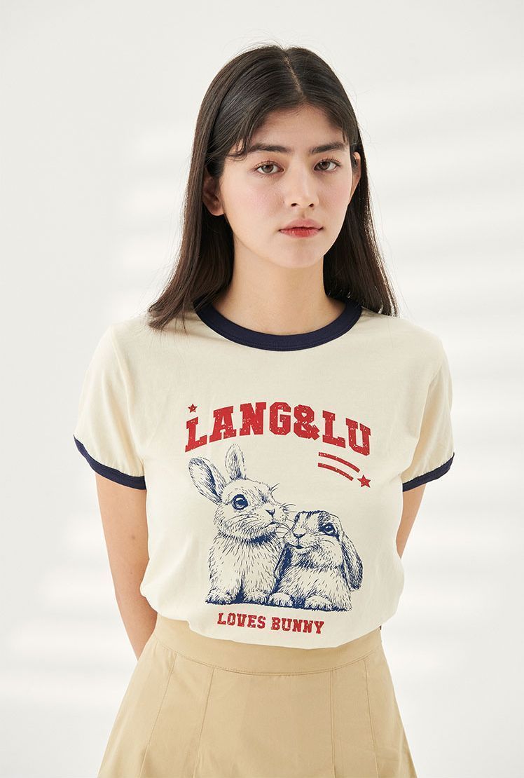 IVE ウォニョン着用☆Lang&Lu☆韓国☆大人気☆LOVES BUNNY 半袖T