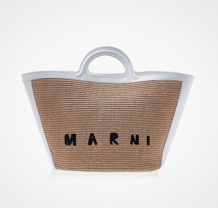 トートバッグ MARNI TROPICALIA LARGE BAG\tBMMP0069Q0\tP3860\t00N99\tBLACK Tropicalia Small Bag in black leather and raffia-effect