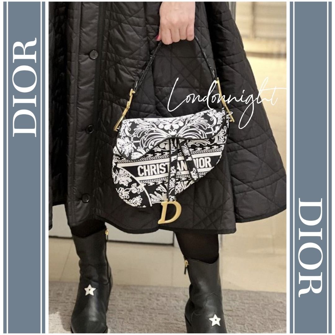 直営店【DIOR】ディオール エフェクト刺繍 サドル バッグ