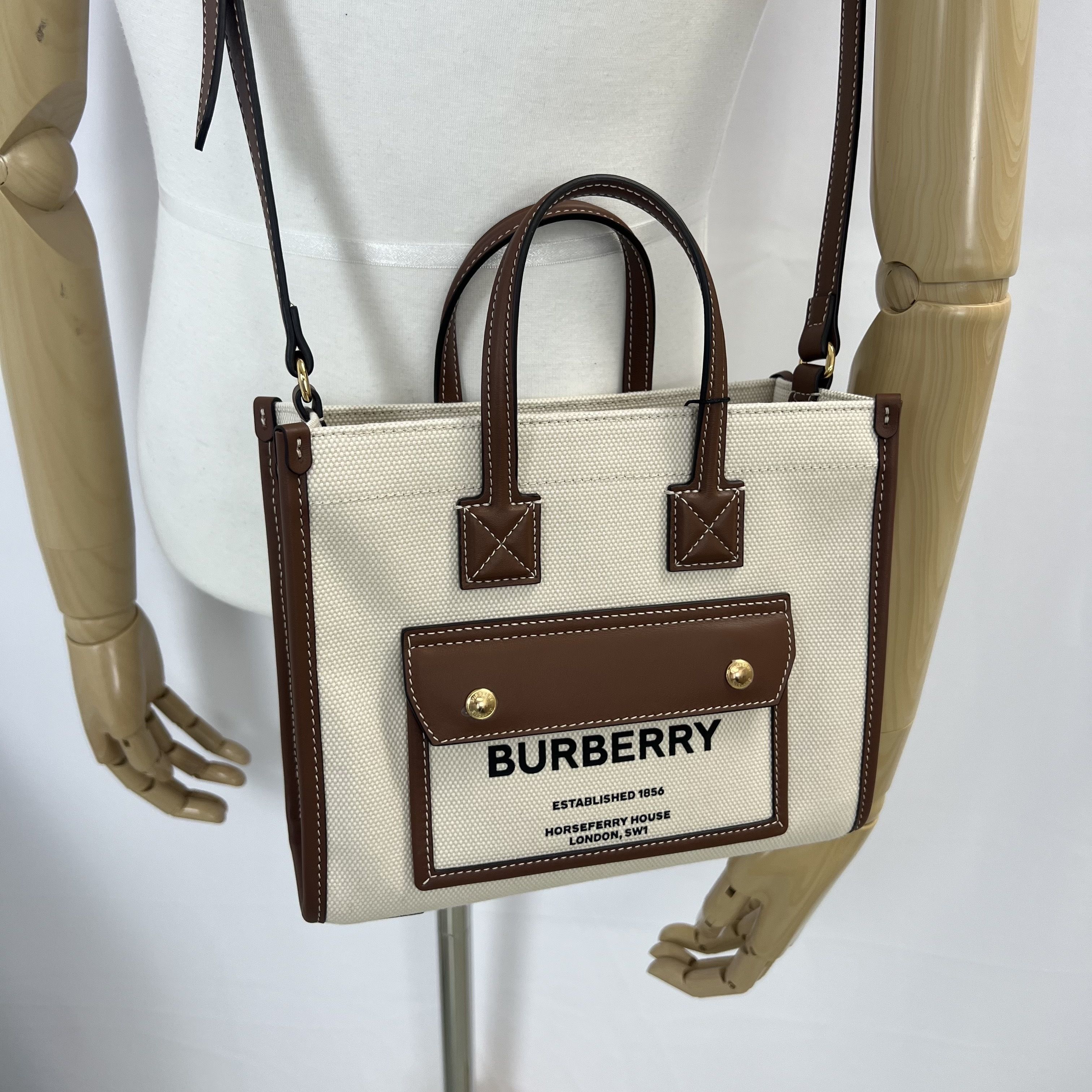 ☆関税込☆BURBERRY☆ミニ ツートン フレヤトートバッグ☆ (Burberry