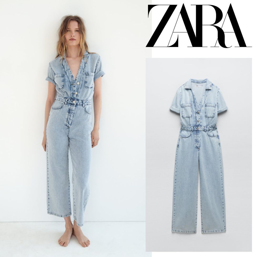 ZARA Z1975 ショートスリーブ デニム ジャンプスーツ 6147/164 (ZARA