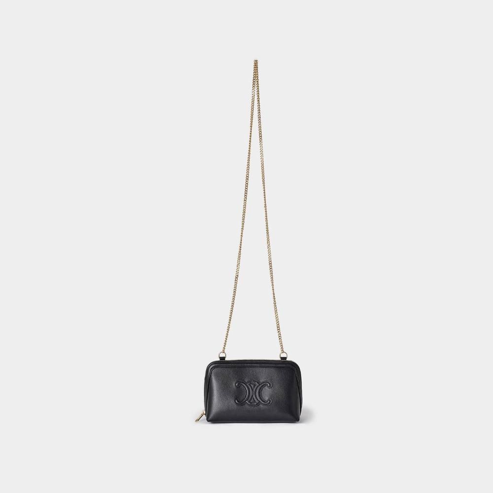 ショルダーバッグ・ポシェット Celine Borsa A Tracolla Cuir Triomphe CELINE】CUIR TRIOMPHE クラッチ チェーンポシェット (CELINE