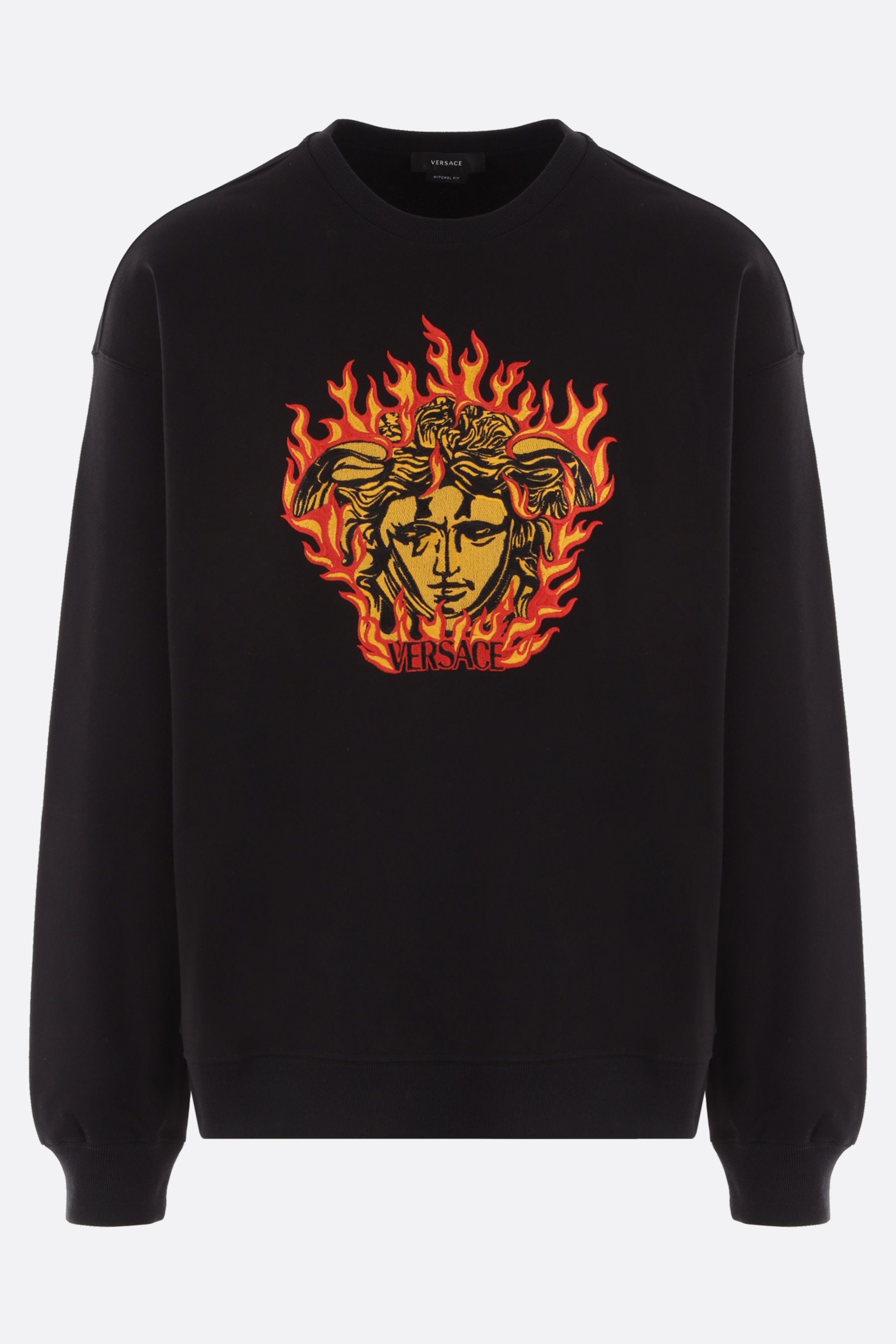 【象徴的なロゴ】VERSACE スウェットシャツ Versace】スウェット シャツ ロゴ刺繍 グレー