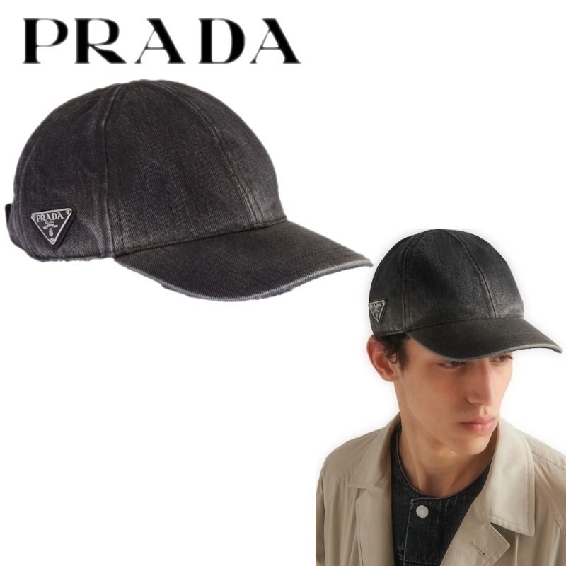 PRADA 帽子 ベースボール キャップ CAP デニム 表記サイズ L