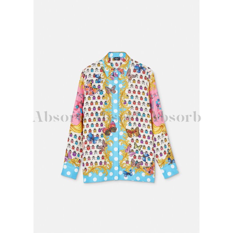 売れ筋商品お見逃しなく 23SS NEW】VERSACE_women / バタフライ シルク長袖シャツ /2色 トップス