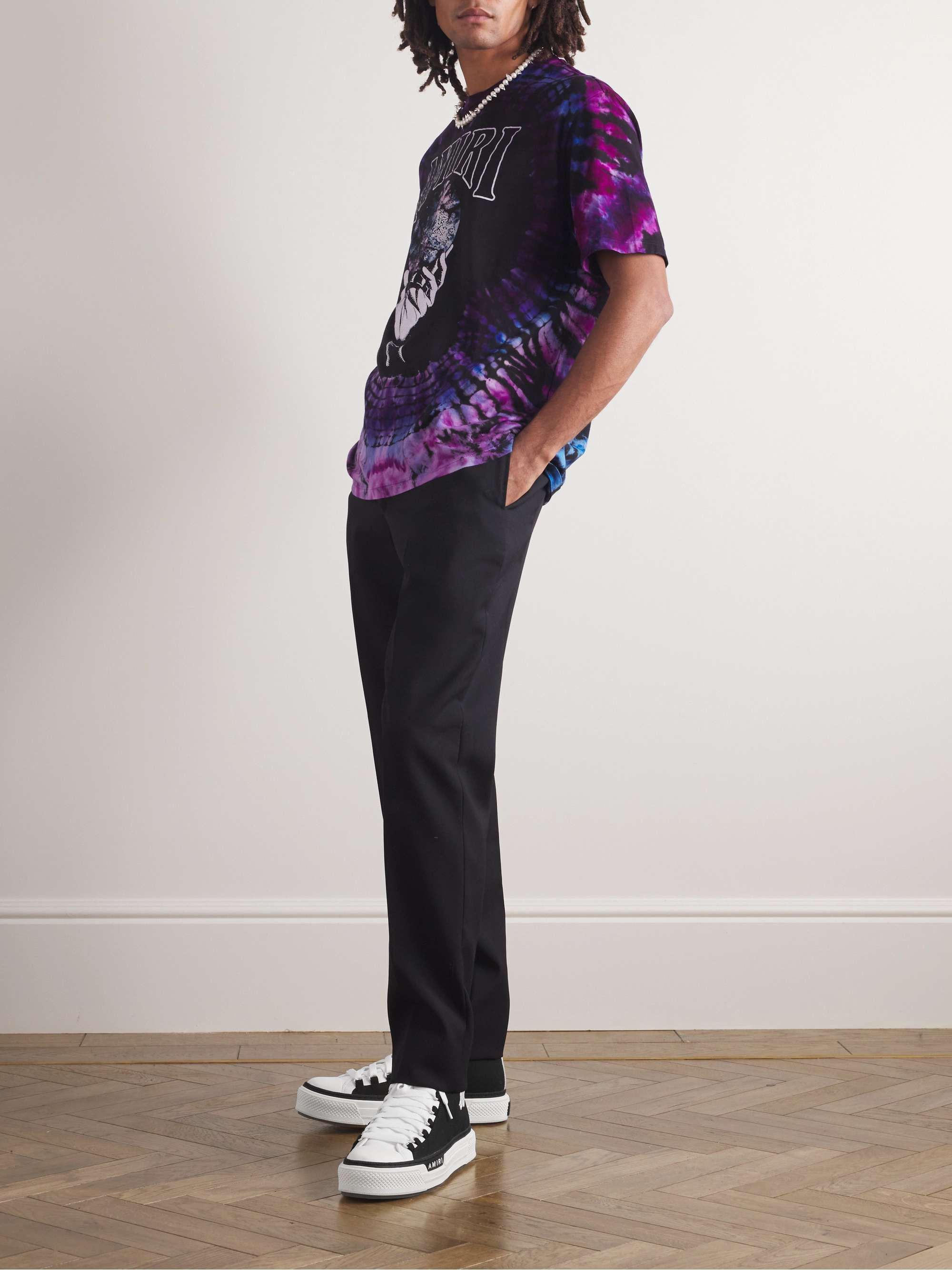 【AMIRI】MAコート レザートリム ハイトップ スニーカー AMIRI】MAコート レザートリム ハイトップ スニーカー 靴