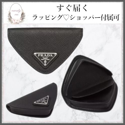 プラダ / PRADA トライアングル コインケース ブラック/シルバー