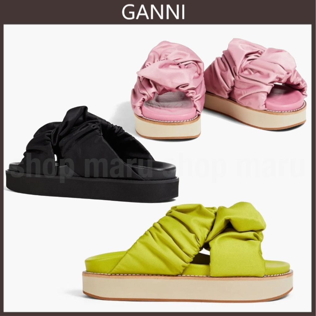 GANNI◇サテン シャーリング プラットフォーム サンダル 3色 GANNI◇サテン シャーリング プラットフォーム サンダル 3色